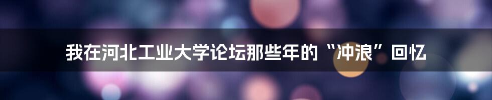 我在河北工业大学论坛那些年的“冲浪”回忆