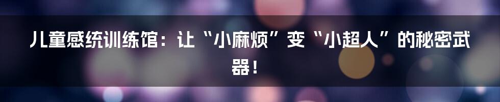 儿童感统训练馆:让“小麻烦”变“小超人”的秘密武器!