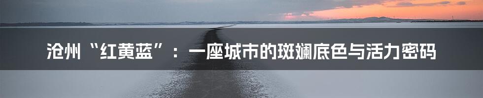 沧州“红黄蓝”:一座城市的斑斓底色与活力密码