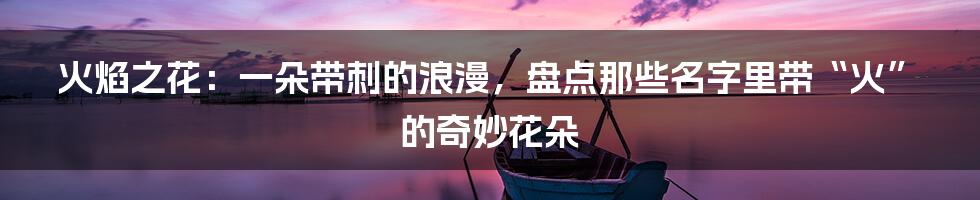 火焰之花：一朵带刺的浪漫，盘点那些名字里带“火”的奇妙花朵