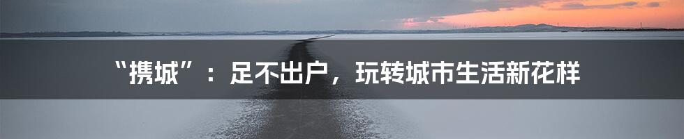 “携城”:足不出户,玩转城市生活新花样