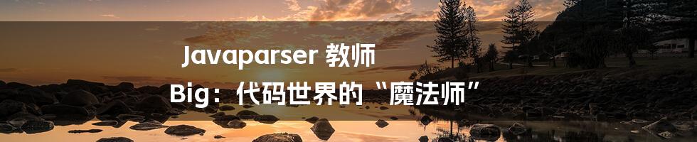 Javaparser 教师 Big：代码世界的“魔法师”