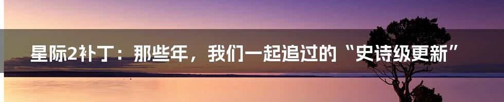 星际2补丁:那些年,我们一起追过的“史诗级更新”