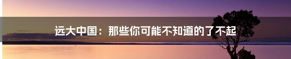 远大中国：那些你可能不知道的了不起