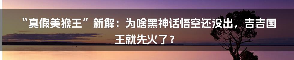 “真假美猴王”新解:为啥黑神话悟空还没出,吉吉国王就先火了?