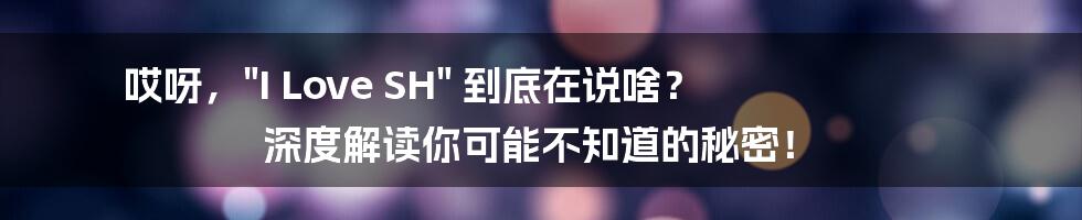 哎呀，"I Love SH" 到底在说啥？ 深度解读你可能不知道的秘密！