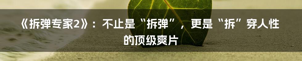 《拆弹专家2》:不止是“拆弹”,更是“拆”穿人性的顶级爽片