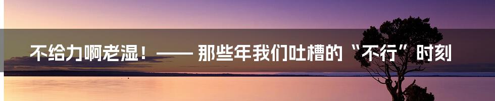 不给力啊老湿!—— 那些年我们吐槽的“不行”时刻