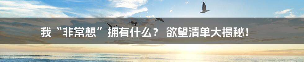 我“非常想”拥有什么？ 欲望清单大揭秘！