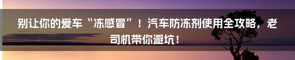 别让你的爱车“冻感冒”！汽车防冻剂使用全攻略，老司机带你避坑！