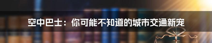 空中巴士：你可能不知道的城市交通新宠