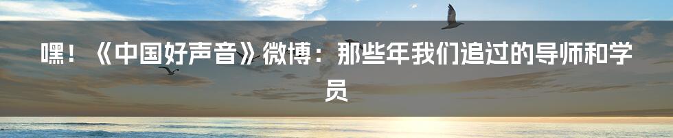 嘿！《中国好声音》微博：那些年我们追过的导师和学员