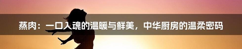 蒸肉：一口入魂的温暖与鲜美，中华厨房的温柔密码