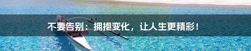 不要告别:拥抱变化,让人生更精彩!