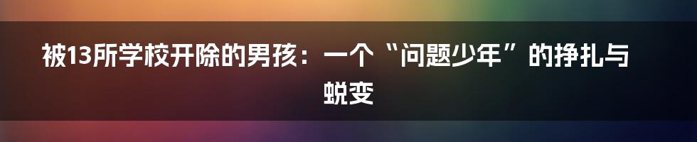 被13所学校开除的男孩：一个“问题少年”的挣扎与蜕变