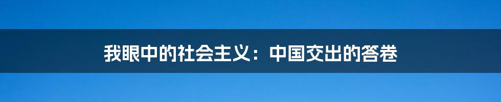 我眼中的社会主义：中国交出的答卷