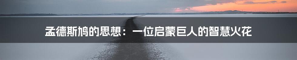 孟德斯鸠的思想：一位启蒙巨人的智慧火花