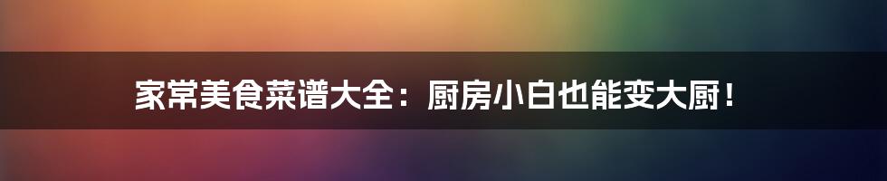 家常美食菜谱大全：厨房小白也能变大厨！