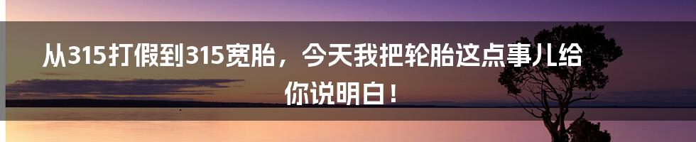 从315打假到315宽胎，今天我把轮胎这点事儿给你说明白！