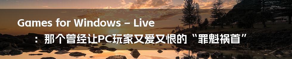 Games for Windows – Live:那个曾经让PC玩家又爱又恨的“罪魁祸首”
