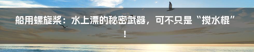 船用螺旋桨:水上漂的秘密武器,可不只是“搅水棍”!