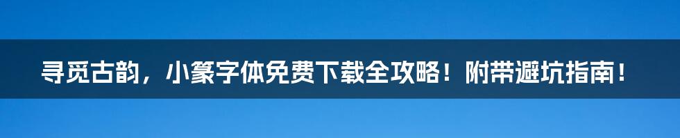 寻觅古韵，小篆字体免费下载全攻略！附带避坑指南！