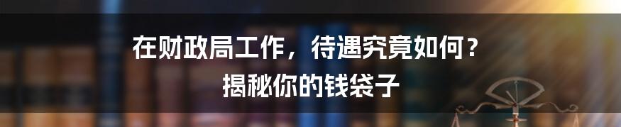 在财政局工作，待遇究竟如何？ 揭秘你的钱袋子