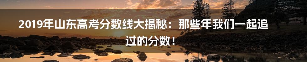 2019年山东高考分数线大揭秘：那些年我们一起追过的分数！