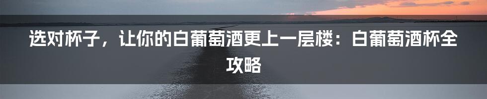 选对杯子，让你的白葡萄酒更上一层楼：白葡萄酒杯全攻略