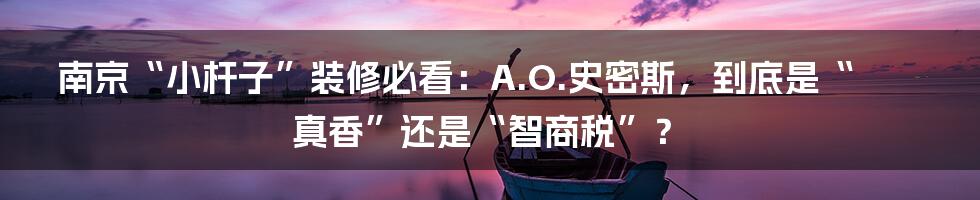南京“小杆子”装修必看:A.O.史密斯,到底是“真香”还是“智商税”?