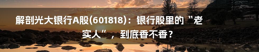 解剖光大银行A股(601818)：银行股里的“老实人”，到底香不香？