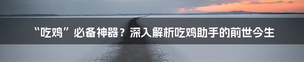 “吃鸡”必备神器？深入解析吃鸡助手的前世今生