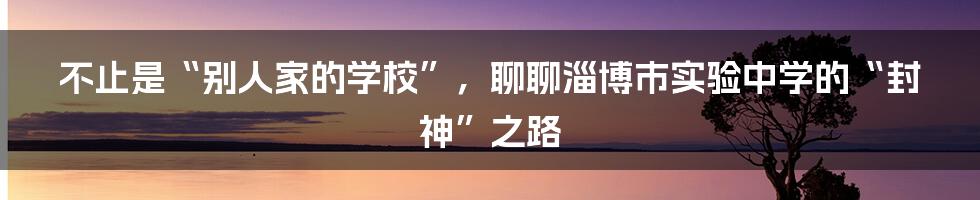 不止是“别人家的学校”，聊聊淄博市实验中学的“封神”之路