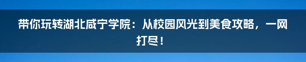 带你玩转湖北咸宁学院：从校园风光到美食攻略，一网打尽！