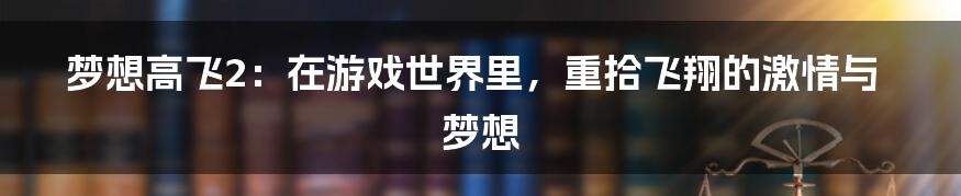 梦想高飞2：在游戏世界里，重拾飞翔的激情与梦想