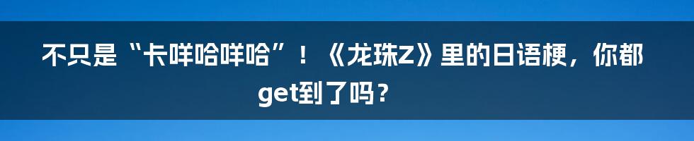 不只是“卡咩哈咩哈”！《龙珠Z》里的日语梗，你都get到了吗？