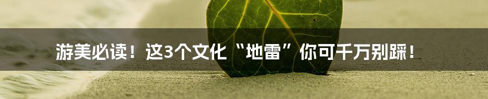 游美必读！这3个文化“地雷”你可千万别踩！