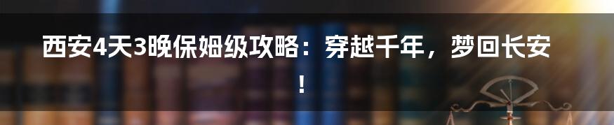 西安4天3晚保姆级攻略：穿越千年，梦回长安！