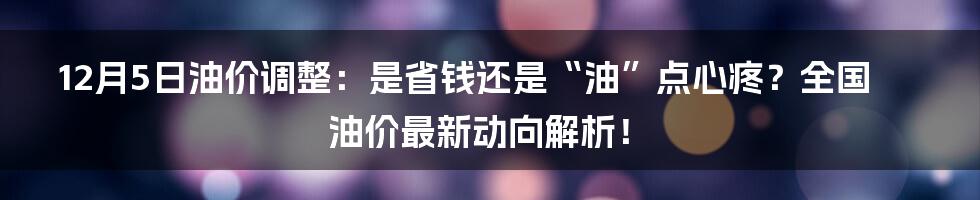 12月5日油价调整：是省钱还是“油”点心疼？全国油价最新动向解析！