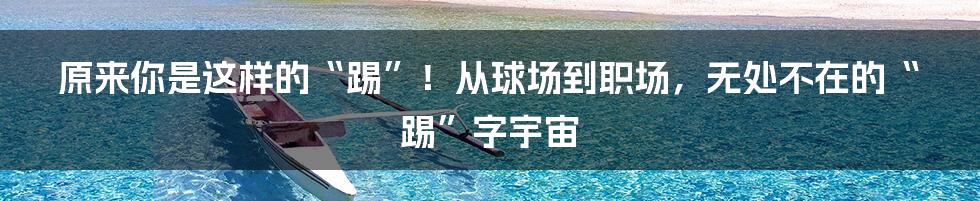 原来你是这样的“踢”！从球场到职场，无处不在的“踢”字宇宙