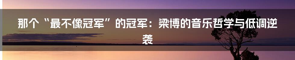 那个“最不像冠军”的冠军：梁博的音乐哲学与低调逆袭