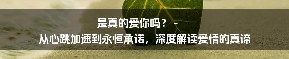 是真的爱你吗？ - 从心跳加速到永恒承诺，深度解读爱情的真谛