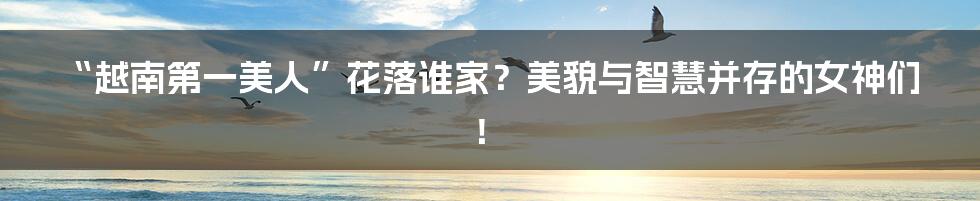 “越南第一美人”花落谁家？美貌与智慧并存的女神们！