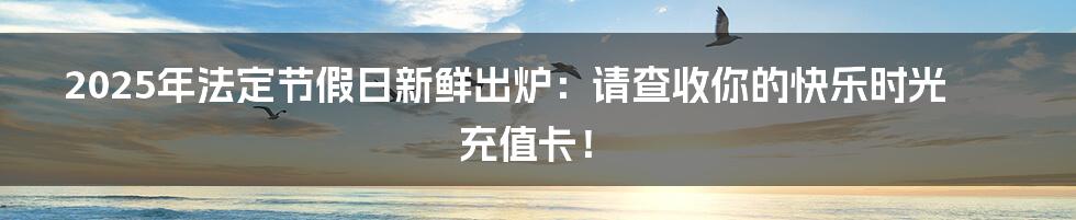2025年法定节假日新鲜出炉：请查收你的快乐时光充值卡！
