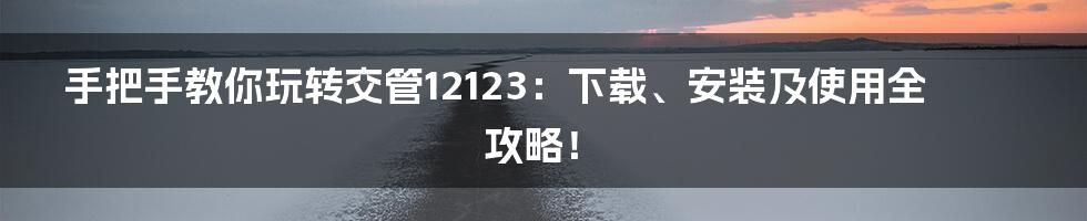 手把手教你玩转交管12123：下载、安装及使用全攻略！