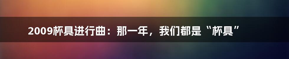 2009杯具进行曲：那一年，我们都是“杯具”