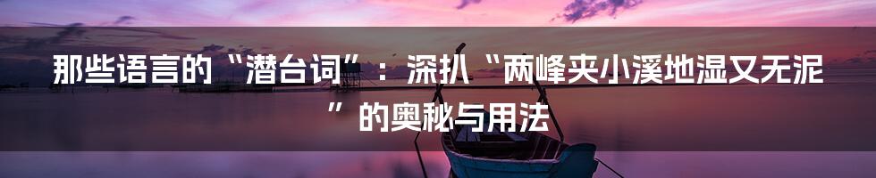 那些语言的“潜台词”：深扒“两峰夹小溪地湿又无泥”的奥秘与用法
