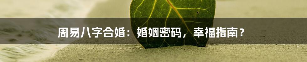 周易八字合婚：婚姻密码，幸福指南？