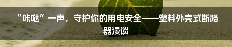 “咔哒”一声，守护你的用电安全——塑料外壳式断路器漫谈