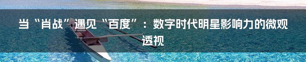 当“肖战”遇见“百度”：数字时代明星影响力的微观透视